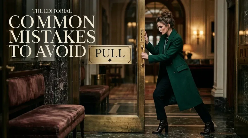 For this article, select a creative concept directly related to the topic, and create visuals with cinematic quality and the aesthetic of an editorial magazine cover, ensuring each composition is unique and distinct. The visuals must be in landscape format, with a 16:9 aspect ratio, and feature a wide, horizontal composition—vertical or square formats are strictly prohibited. Wide landscape format only, no portrait, no square.“Common Mistakes to Avoid”