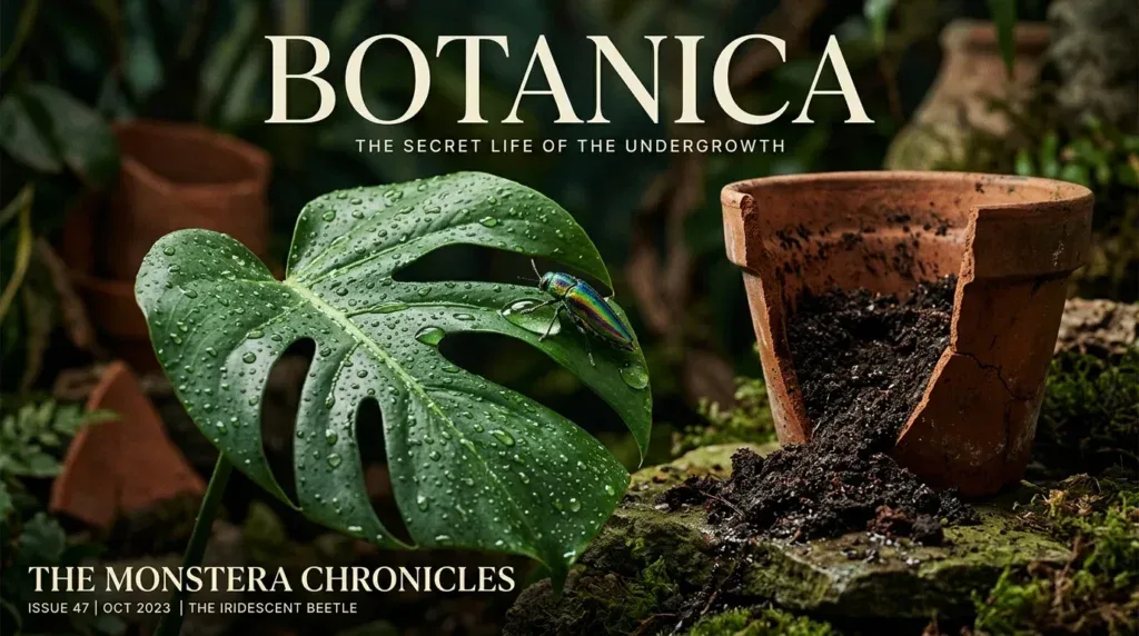 For this article, select a creative concept directly related to the topic, and create visuals with cinematic quality and the aesthetic of an editorial magazine cover, ensuring each composition is unique and distinct. The visuals must be in landscape format, with a 16:9 aspect ratio, and feature a wide, horizontal composition—vertical or square formats are strictly prohibited. Wide landscape format only, no portrait, no square.“Pests, Potting Predicaments, and the Natural Cycle”