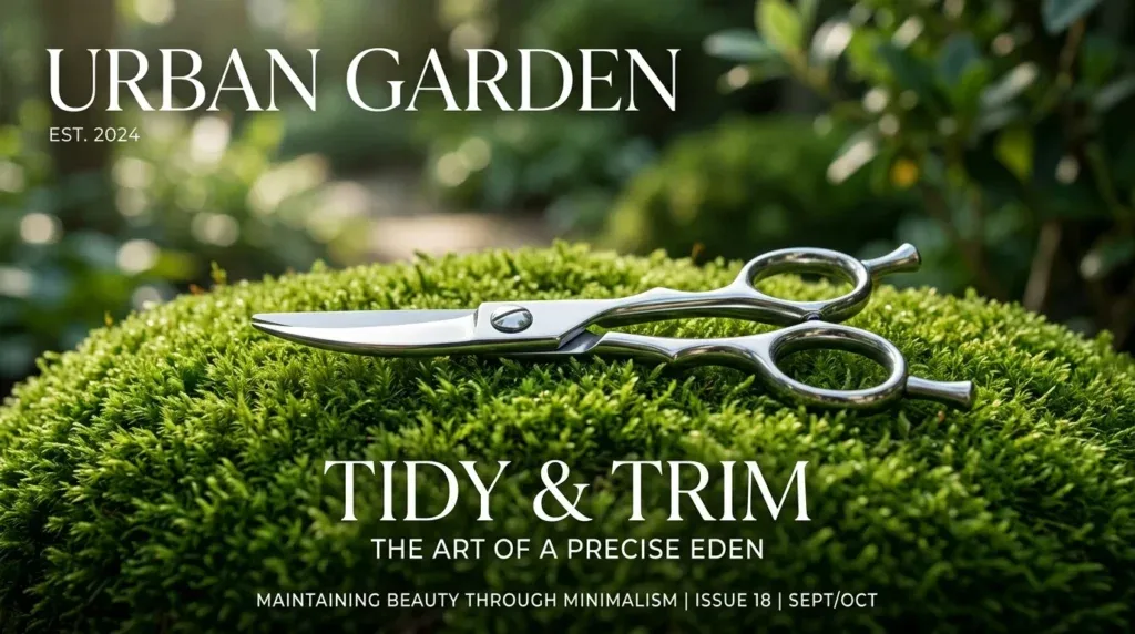 For this article, select a creative concept directly related to the topic, and create visuals with cinematic quality and the aesthetic of an editorial magazine cover, ensuring each composition is unique and distinct. The visuals must be in landscape format, with a 16:9 aspect ratio, and feature a wide, horizontal composition—vertical or square formats are strictly prohibited. Wide landscape format only, no portrait, no square.“Keeping Things Tidy & Trim”